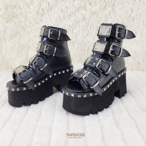 Demonia | Shoes | Ashes Metal Plate Open Toe Goth Platform  Ashes Metal Plate Open Toe Goth Platform Ankle Boot Sandals Metal Plates Punk